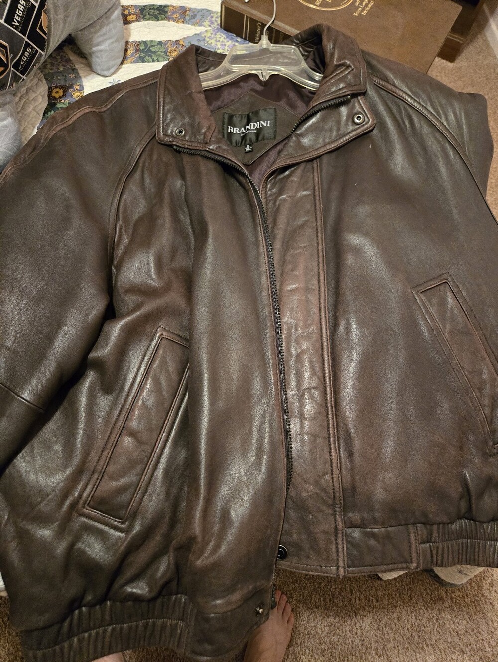 Brandini Men’s Brown Leather Bomber Jacket